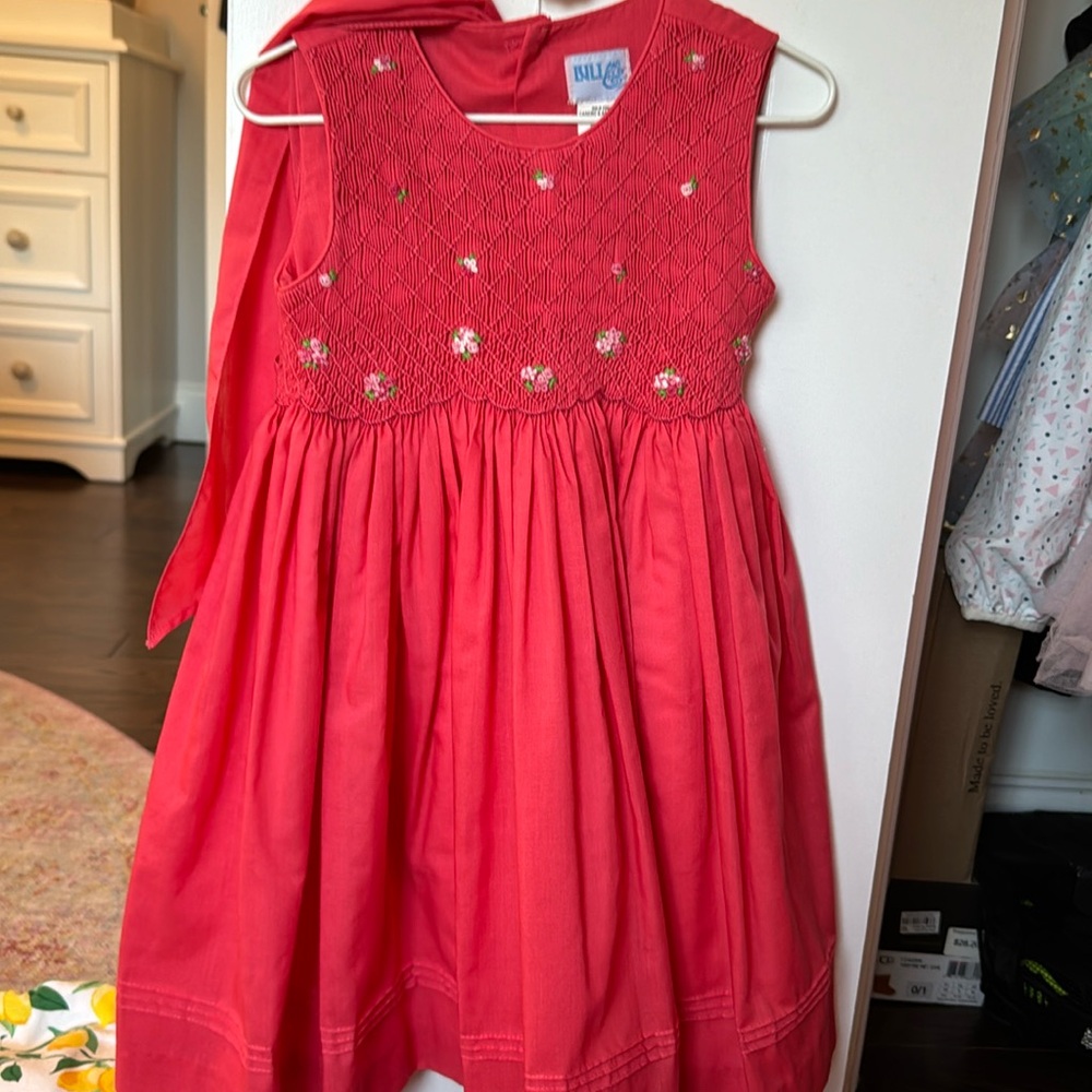 Girls coral smocked dress 4t